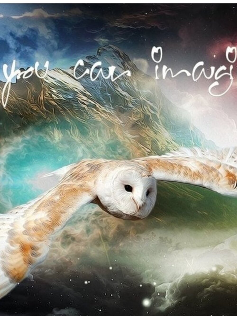 4x6 Owl in Space Fantasy Composite Oil Painting‎ Wall Art Print